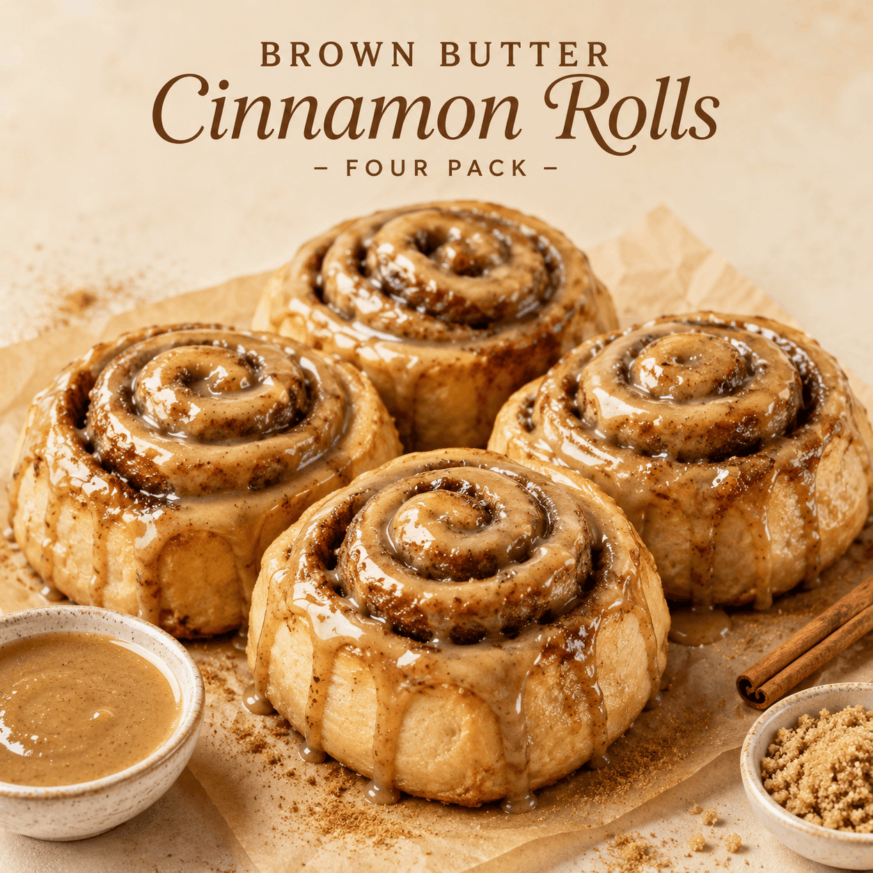 Brown Butter Sourdough Cinnamon Rolls - 4 pack