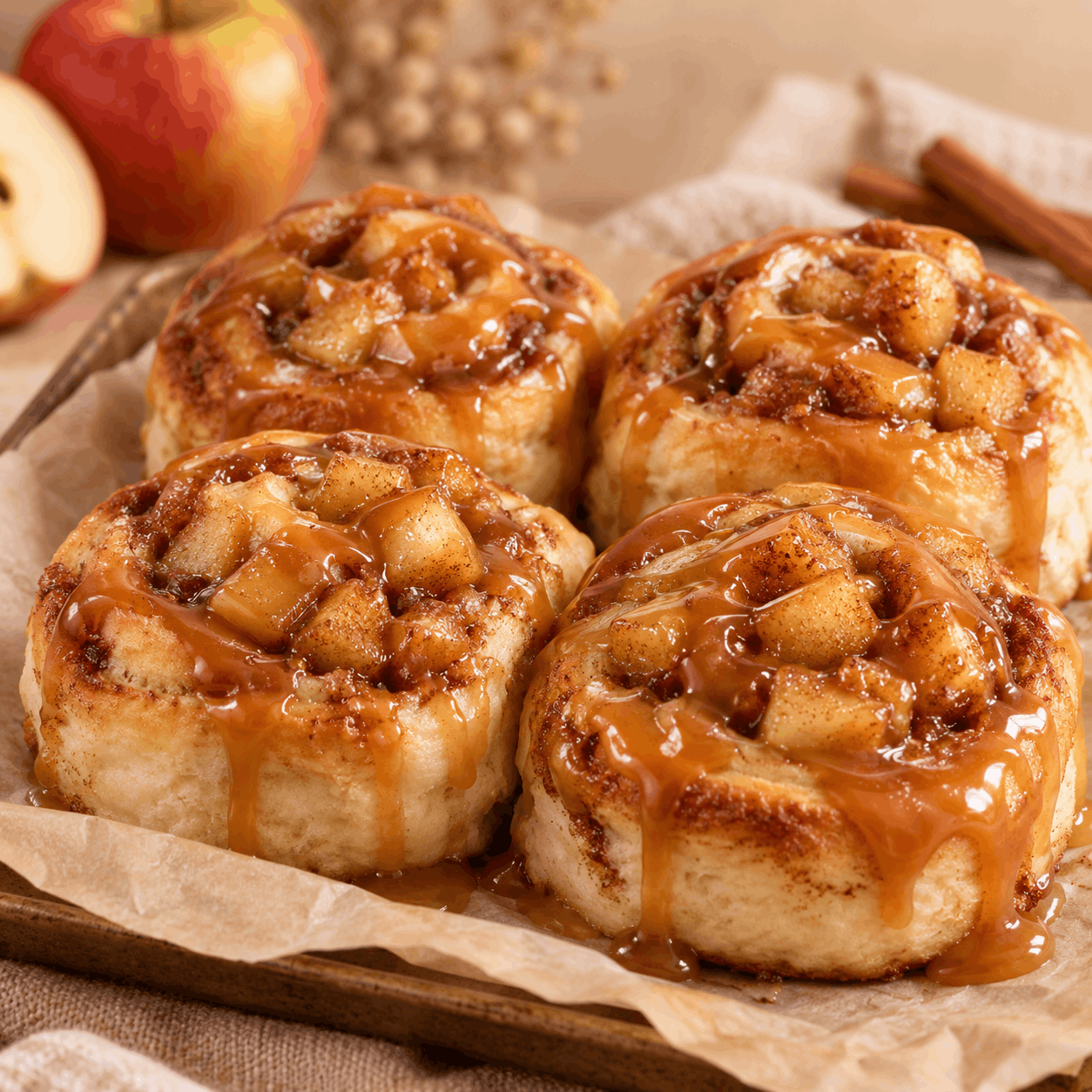 Caramel Apple Cinnamon Rolls - Four Pack